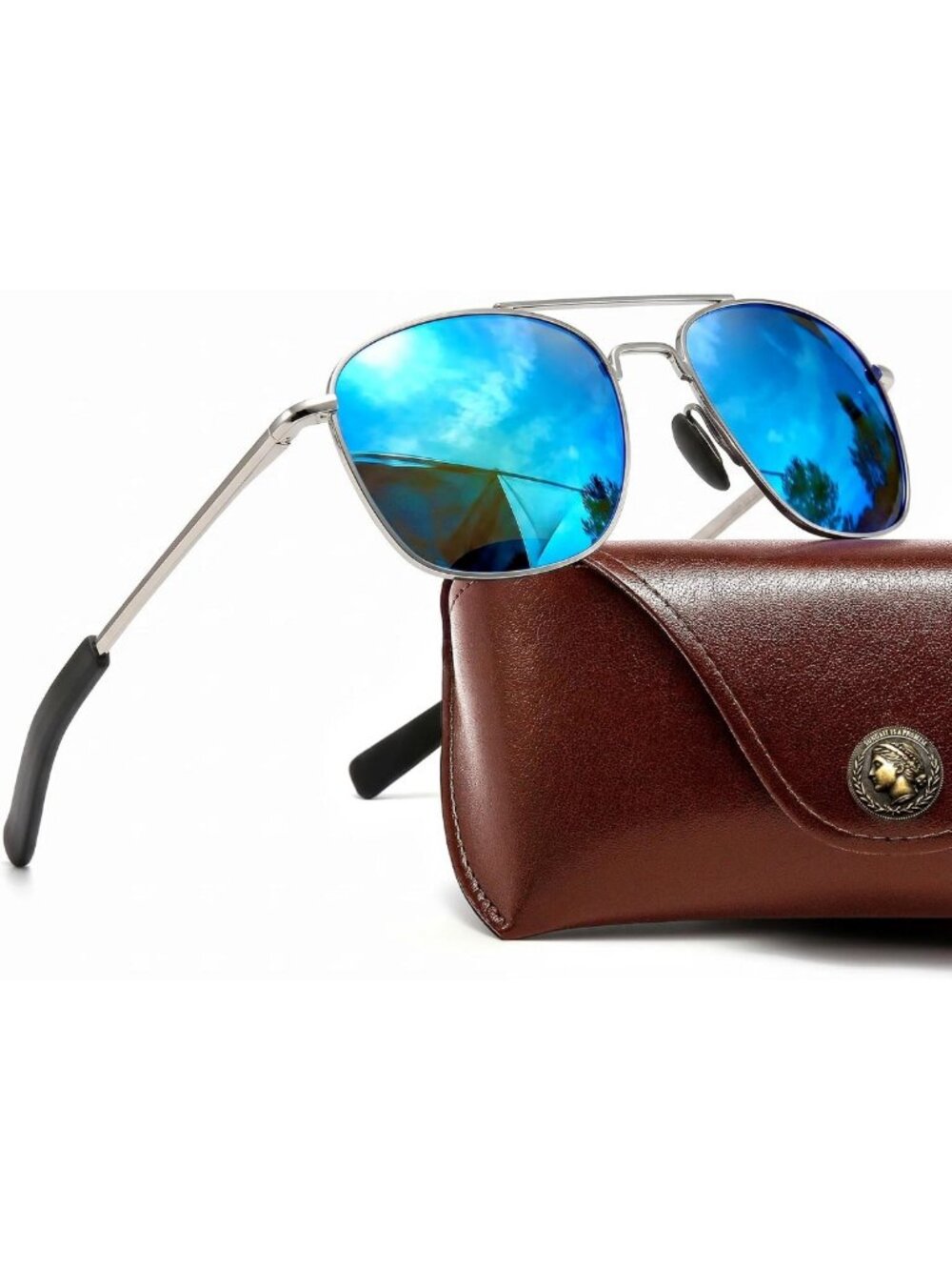 SUNGAIT Real Glass Lens Sunglasses Military Style Pilot Aviator HD Shades with